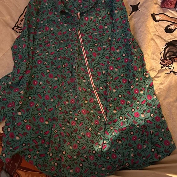 Sundance Vibrant Teal and Purple Floral Blouse - Picture 9 of 11